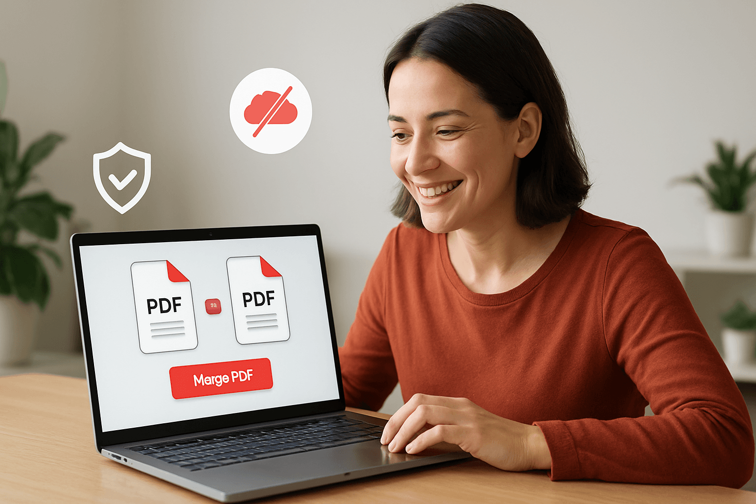 Interface de l'outil de fusion de PDF de J'aimePDF, montrant sa simplicité comme alternative à iLovePDF.