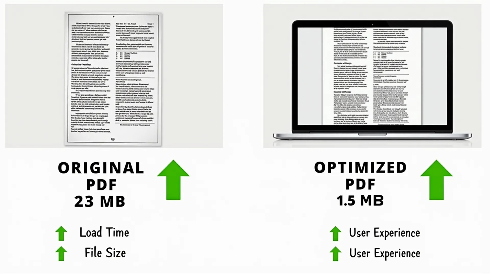 Darstellung der verbesserten Ladegeschwindigkeit durch PDF-Optimierung