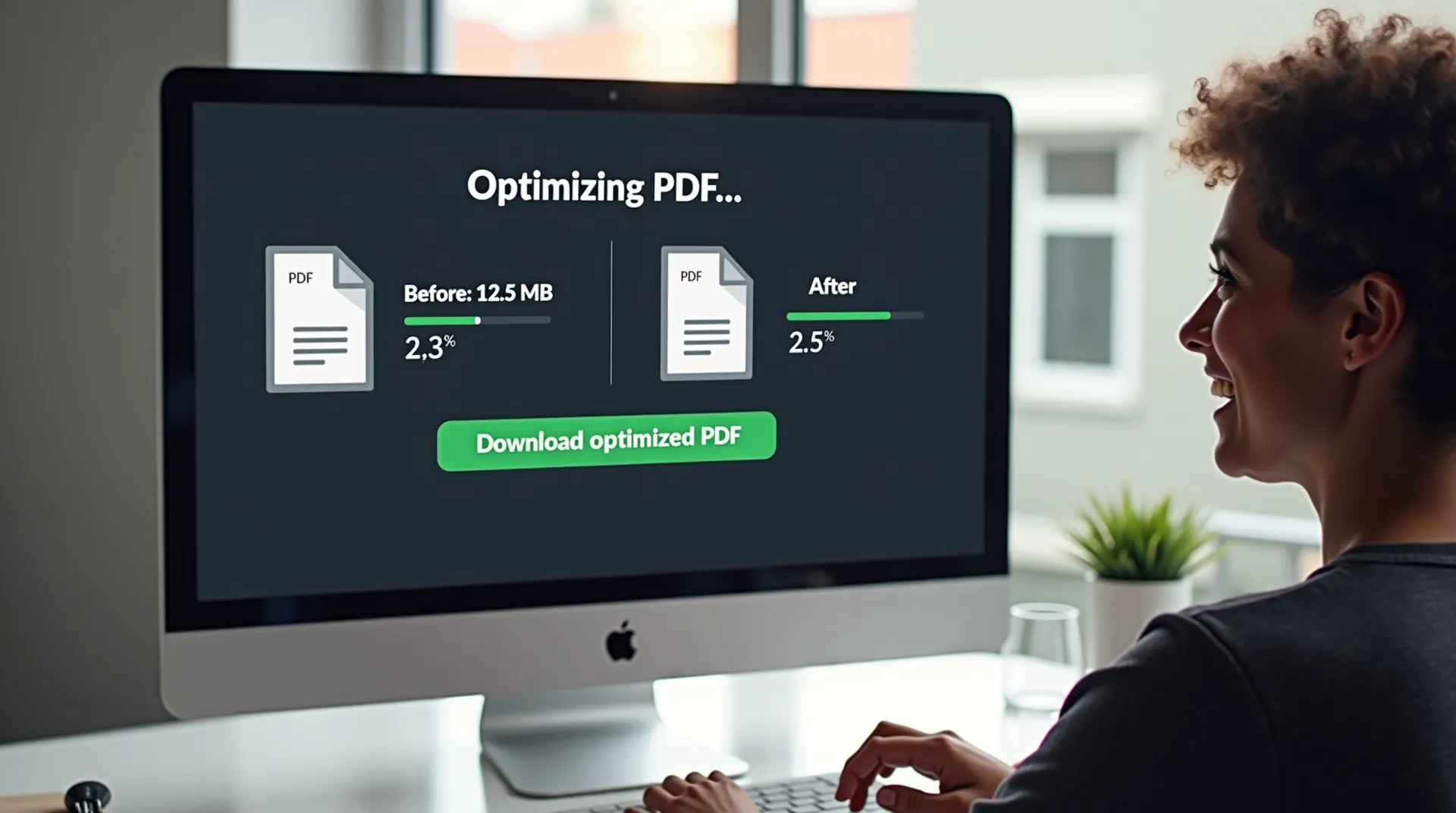 Graphique illustrant l'optimisation de la taille d'un fichier PDF pour le web