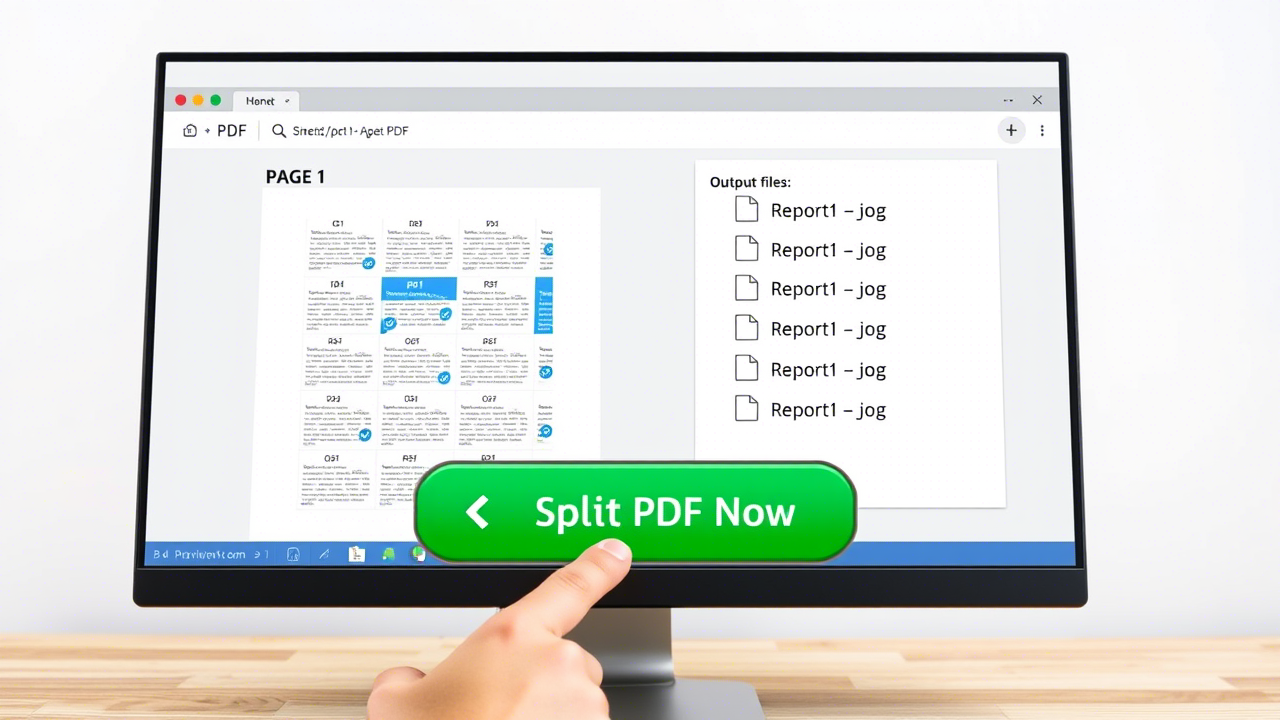 Illustration d'un document PDF se scindant en plusieurs plus petits documents.