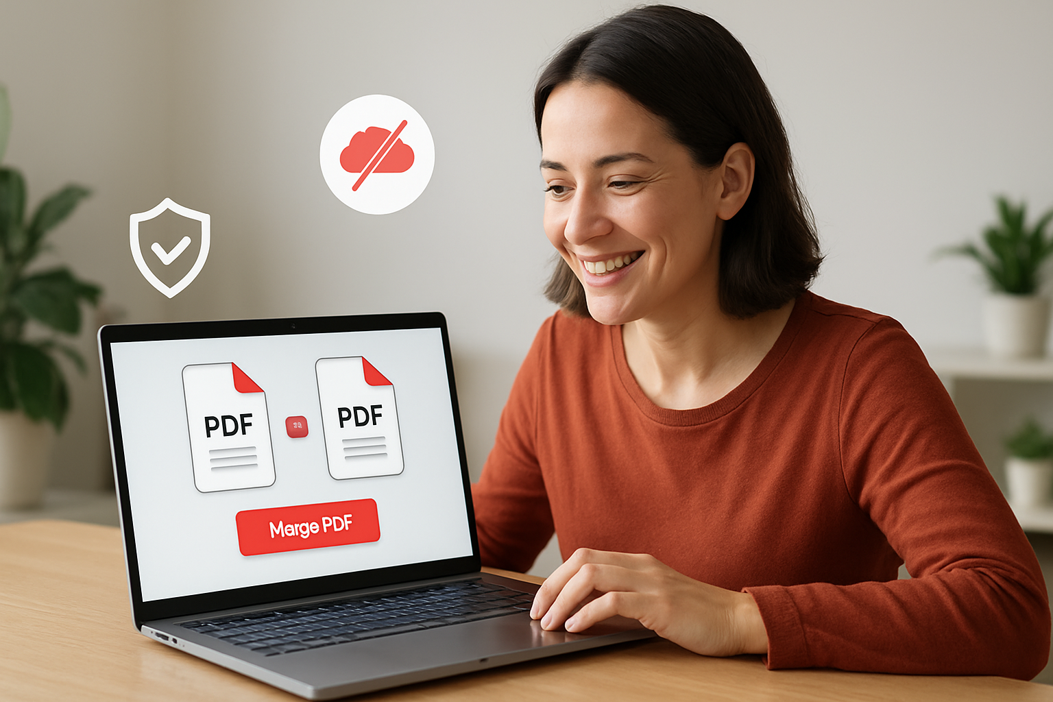 Interface de l'outil de fusion de PDF de J'aimePDF, montrant sa simplicité comme alternative à iLovePDF.