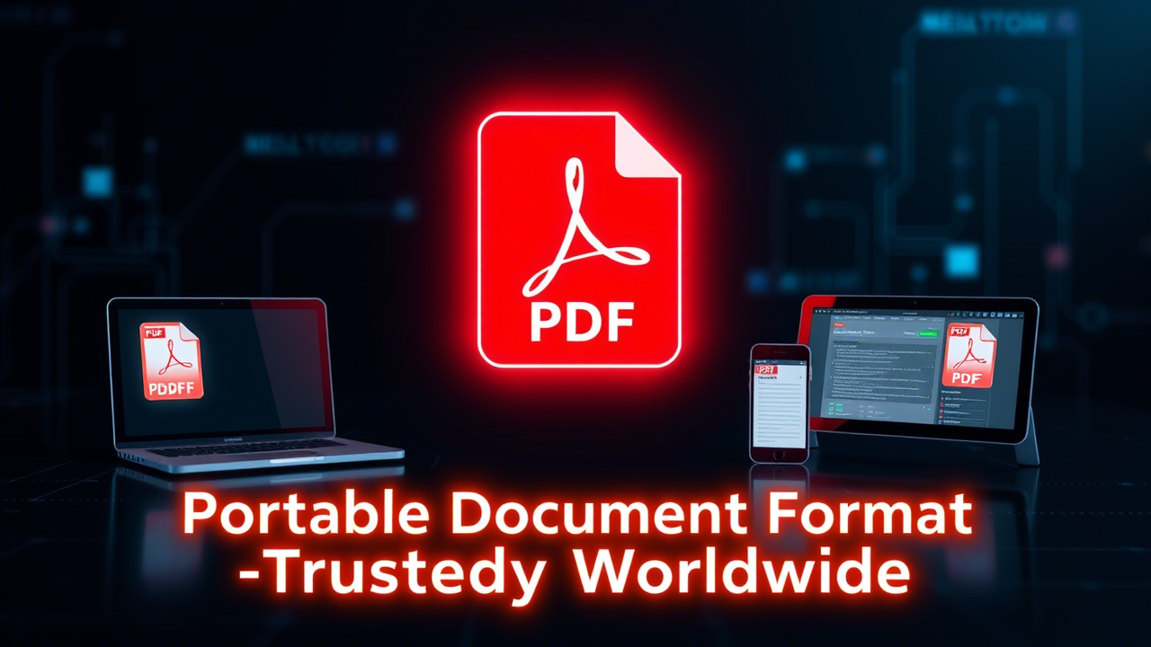 Logo d'Adobe avec des documents PDF symbolisant la création du format.